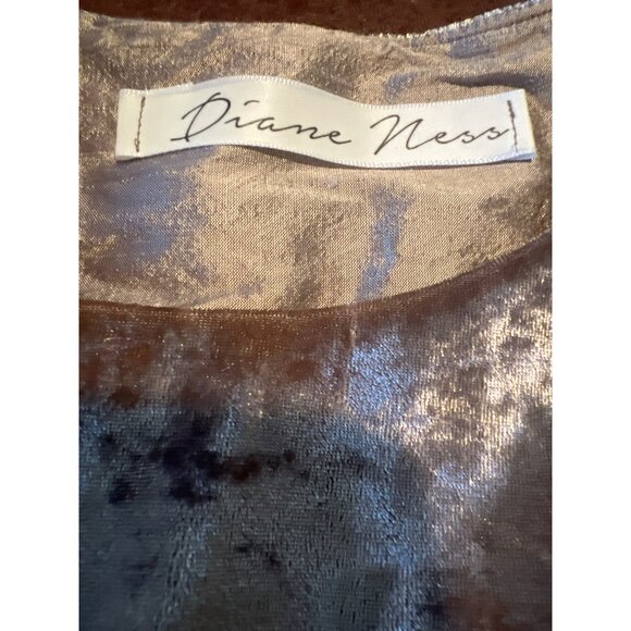 Diane Ness Art to Wear Crushed Velvet Sleeveless Baby Doll Dress Metallic Rose - Picture 2 of 6